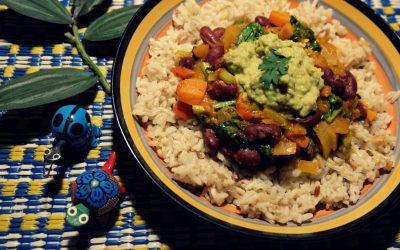 Burrito Bowl with Avocado Sauce and Brown Rice