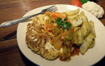 Cauliflower Steak with Roasted Potatoes and Provencal Sauce