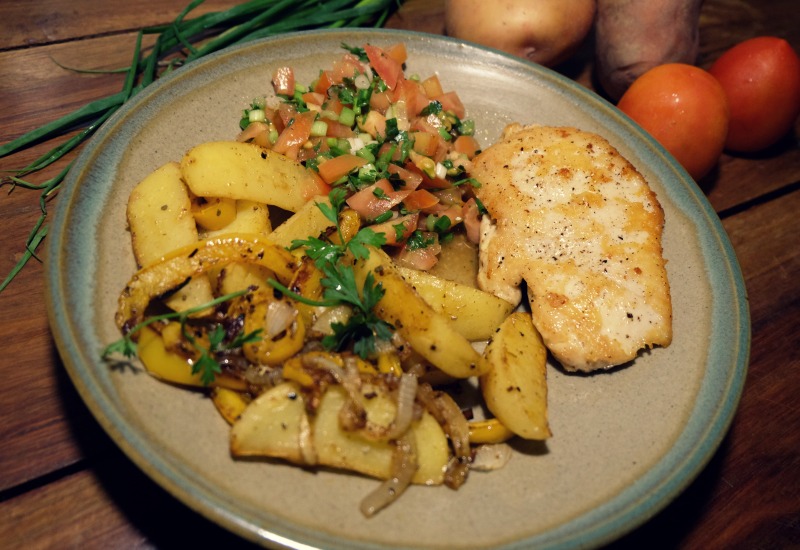 Chicken Parmigiana with Oven Roasted Potatoes and Tomato Salsa