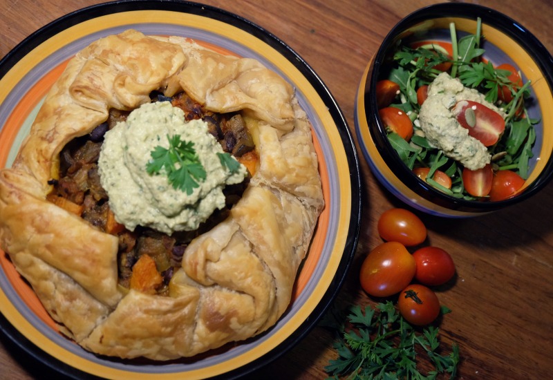 Chili Sin Carne Galette with Avocado Cream