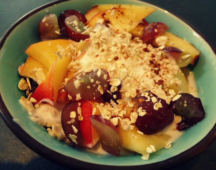 Easy Cinnamon Flavored Coconut Yogurt Fruit Bowl