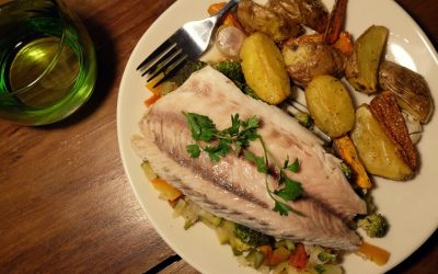 Steamed Fish en Papillote with Oven Roasted Potatoes