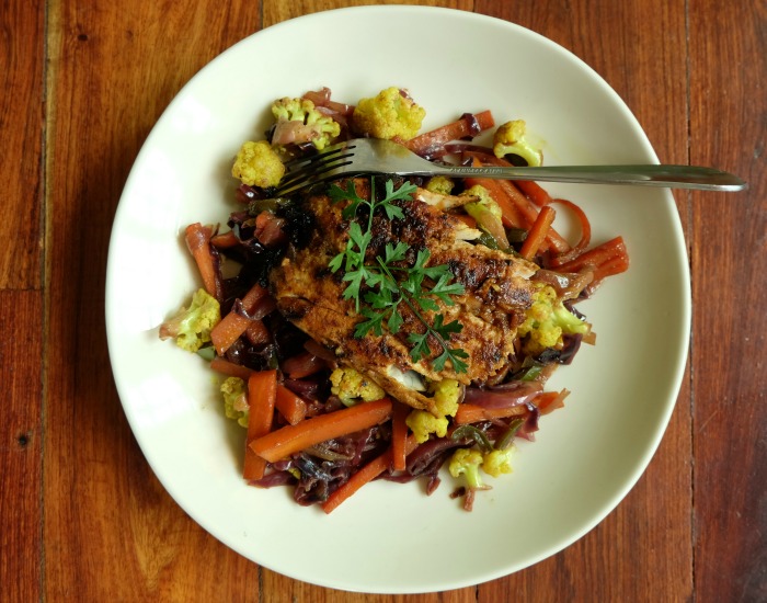 Halibut Filet With Tamarind Marinade And Stir-Fried Vegetables