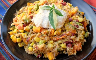 One Pan Mexican Quinoa With Cashew Cream