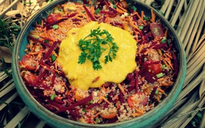 Quinoa Red Beet Salad with Turmeric Mango Dressing