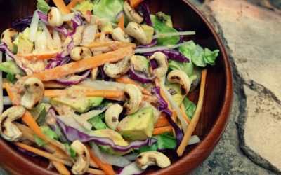 Rainbow Avocado Salad with Spicy Peanut Sauce