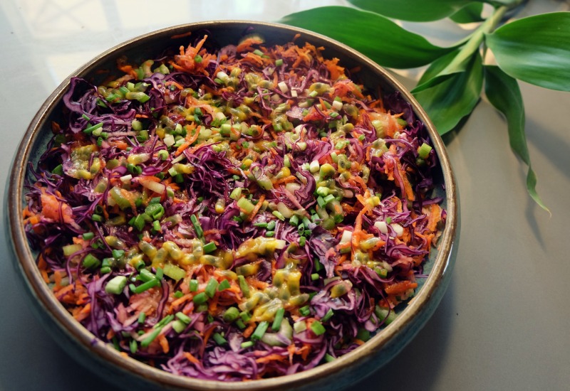 Red Cabbage Salad with Passion fruit Dressing
