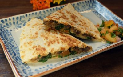 Refried Black Bean Quesadilla with Tomato Salsa