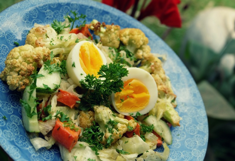 Roasted Cauliflower Salad with Mustard Dressing