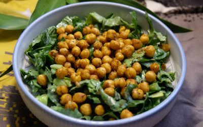Roasted Chickpea Kale Salad with Garlicky Dressing