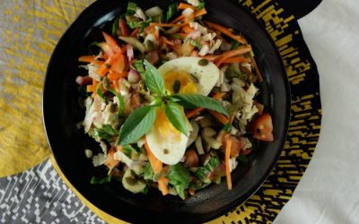 Simple Green Salad with Egg and Honey-Mustard dressing