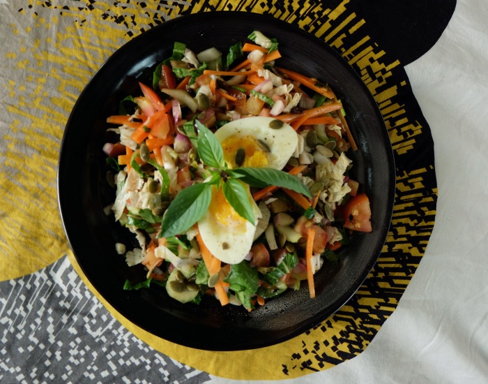 Simple Green Salad with Egg and Honey-Mustard dressing