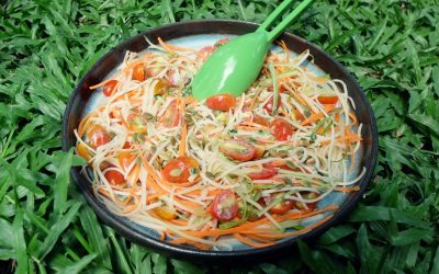 Spiralized Veggie Noodles with Garlic Yogurt Dressing