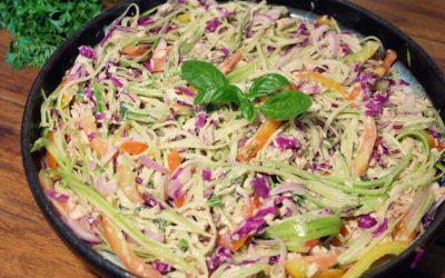 Spiralized Veggies with Tuna and Yogurt Dressing