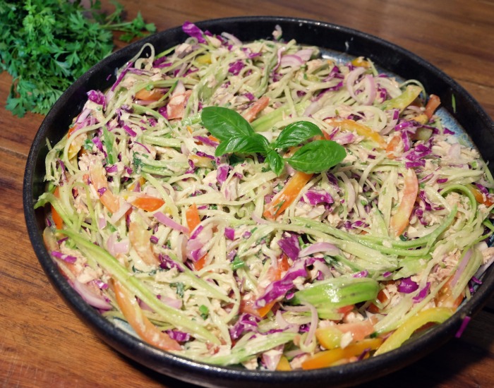 Spiralized Veggies with Tuna and Yogurt Dressing