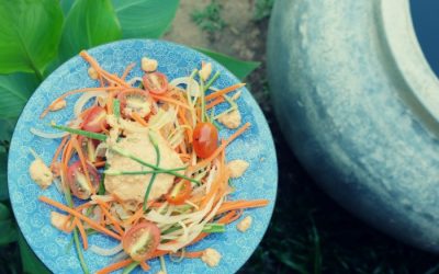Spiralized Veggies with Spicy Peanut Coconut Dressing