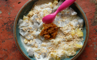 Tropical Fruit Bowl with Chia Seed Jam and Coconut Yogurt