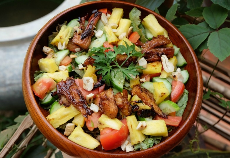 Tropical Honey Glazed Chicken Salad with Pineapple and Cashew Nuts