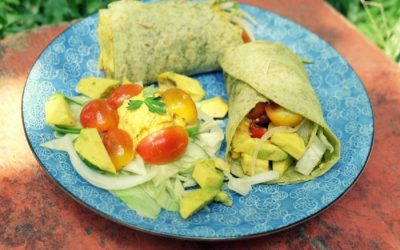 Veggie Spinach Wrap with Pumpkin Spread
