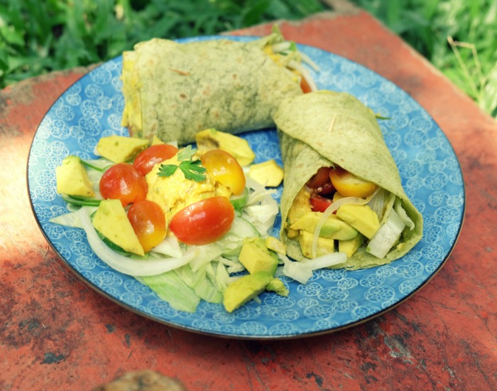 Veggie Spinach Wrap with Pumpkin Spread