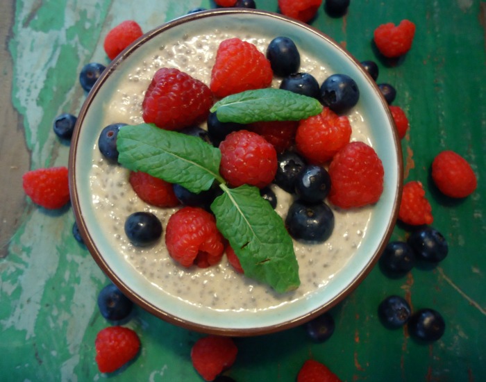 Coconut Flavored Berry Chia Seed Pudding