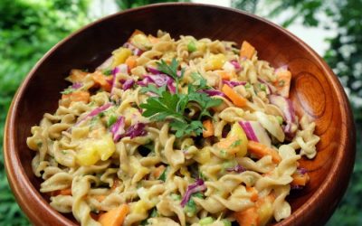Mango Pasta Salad with Avocado Dressing