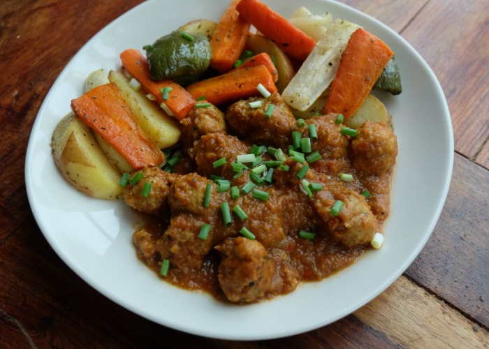 Roasted Veggies and Meatballs