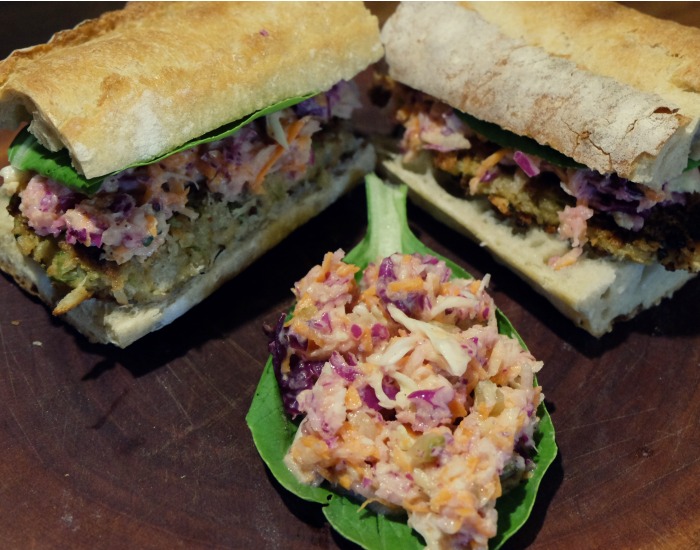 Zucchini Burger with Apple Coleslaw