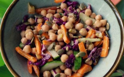 Rainbow Chickpea Salad with Avocado Dressing